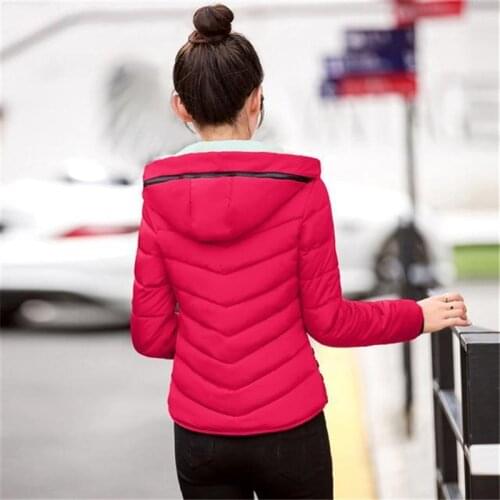 2019 Causal Women Solid Padded Jacket Short Autumn Winter Wadded Jacket Ladies Hooded Coats Female Parkas Woman Overcoat