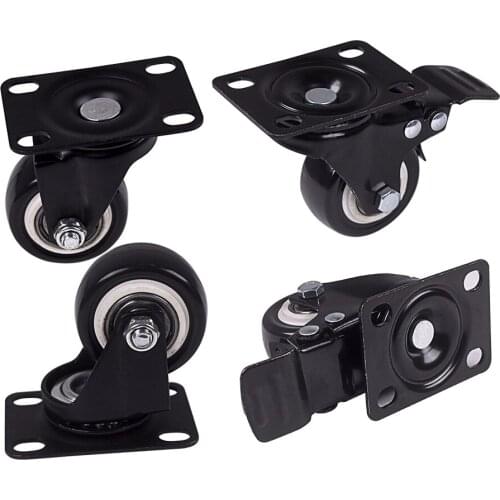 4Pcs 1.5in Heavy Duty Swivel Caster Wheels with Safety Dual Locking and Polyurethane Foam No Noise Wheels, Load Bearing 440 Lbs