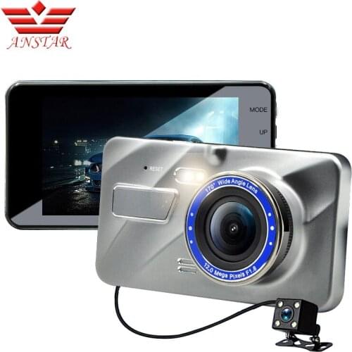ANATAR IPS 4'' Full HD 1296P Car DVR Camera Dual Lens Night Vision Dash Cam Video Recorder Registrar G-Sensor Cyclic Recording