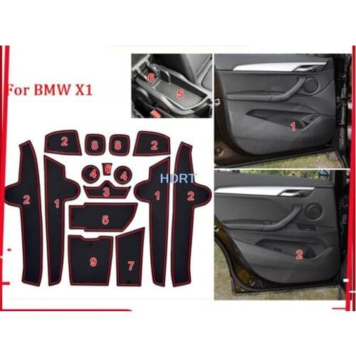 Car Door Mat Auto Accessories For BMW X1 2016 2017 2018 2019 2020 2021 15pcs Anti Slip Car Pad Rubber Mat Interior Cup Pad