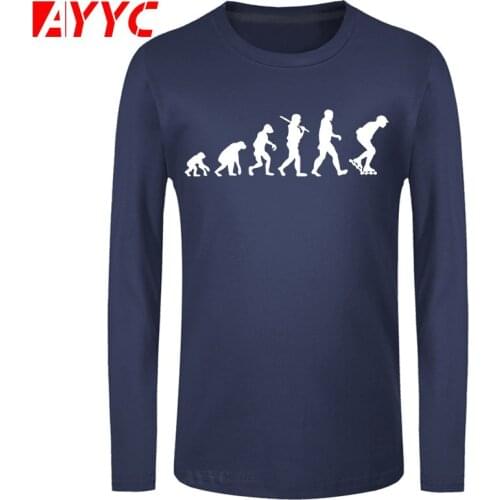 AYYC long sleeve tee Ape Evolution Roller Skating T Shirt Men Cotton O-neck New Design Evolution T-shirt Tops Tee