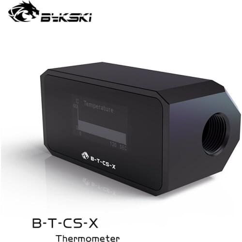 Bykski OLED Digital Display Water Temperature Meter Water Cooler System Double G1/4'' Thermometer Temperature Sensor Fitting