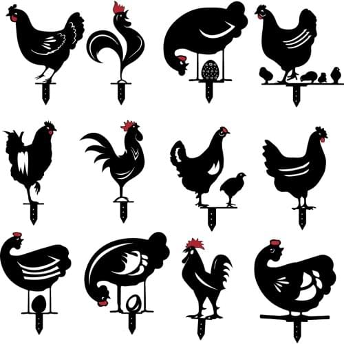 Chicken Yard Art Outdoor Garden Backyard Lawn Stakes Yard Decor Gift Miniature Decoration Home Decoration
