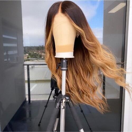 Ombre Brown 27#Colored Long Body Wave Natural Hairline Transparent Lace Front Human Hair Wigs With Baby Hair For Women Glueless