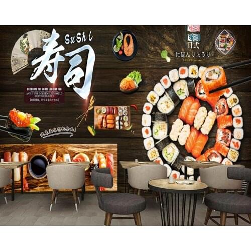 Japanese Sushi Restaurant Dining Wall Custom Japanese Style Sushi Restaurant 3D Photo Wallpaper Cheap Mural