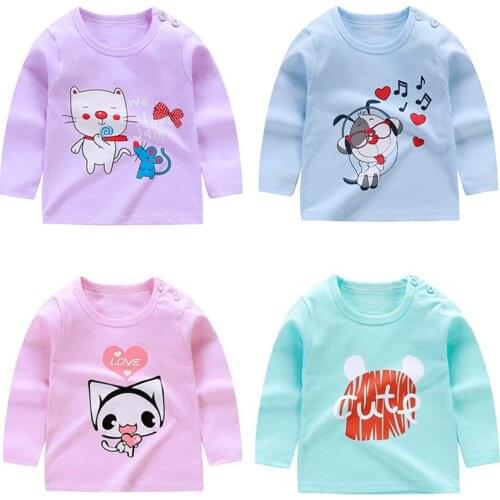 T Shirt Cartoon Animals Baby Kids Tops Boys Girls Childrens Clothes Cotton Long Sleeves Autumn Clothing Toddler Infantil Tees