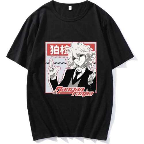 Danganronpa Comics Ouma Kokichi Pattern T-shirt Tops Men Women Hip Hop Harajuku Short Sleeve Unisex Kawaii Short-Sleeves Tshirt