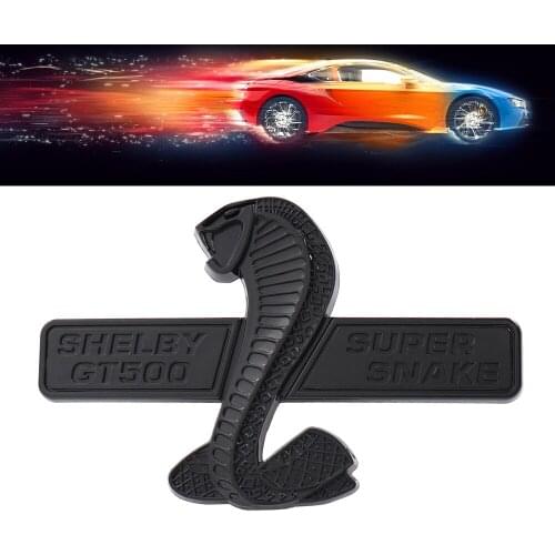 Glossy Black Super Snake for Shelby GT500 Fender Trunk Lid Emblem Decal Badge Sticker
