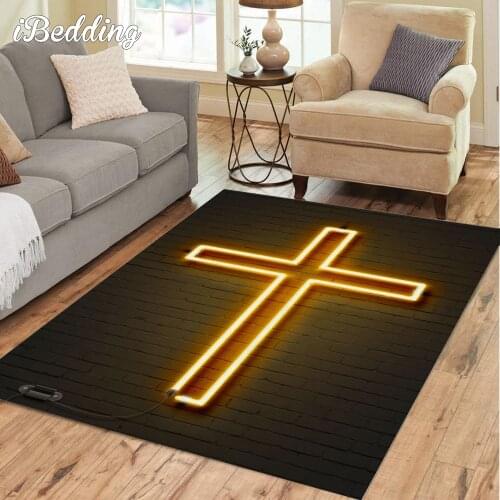 Christian Neon Sign Rugs and Carpets for Home Living Room Large Area Rug Anime Kitchen Bedside Floor Mat Teenager Bedroom Decor