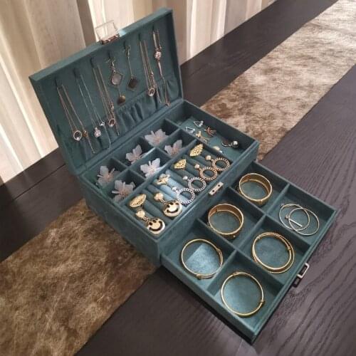 Velvet Jewelry Box Multi-layer Earrings Storage Case 2 Layers Fashion Jewelry Organizer High Grade Flannel Carrying Cases MJ