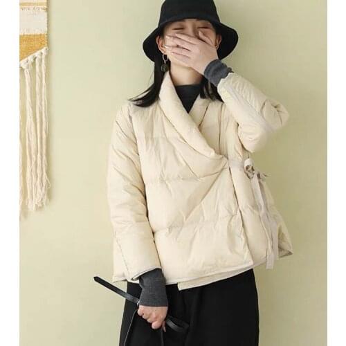 New Fall Winter Oversize Short Duck Coat Loose Women Vintage Short Jacket Fashion Slim Casual Parkas Diagonal Light Down Jacket