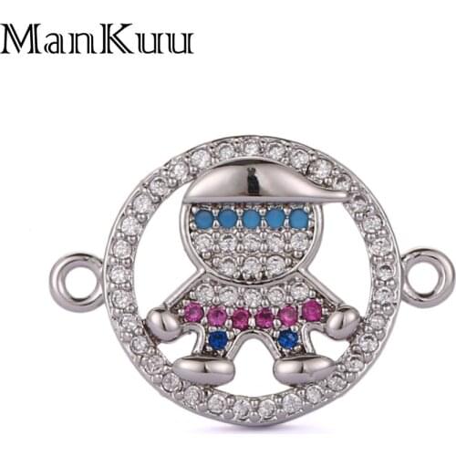 ManKuu Jewelry Findings Handmade Round Shape Connector Charms Jewellery Making Supplies DIY Necklace Colorful MicroPave Sieraden