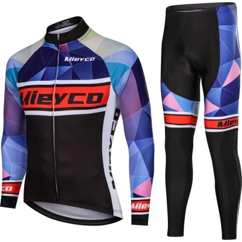 Mieyco Team Cycling Long Sleeves Jersey Bib Shorts Sets Breathable Pro Cycling Clothing MTB Maillot Ropa Ciclismo Gym Sportswear