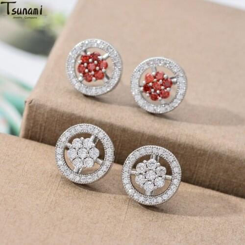 Fashion Jewelry Trend Simple Round Earrings Bling Zircon Stone Earrings For Women Christmas Gifts 2021 Female DIY Earrings