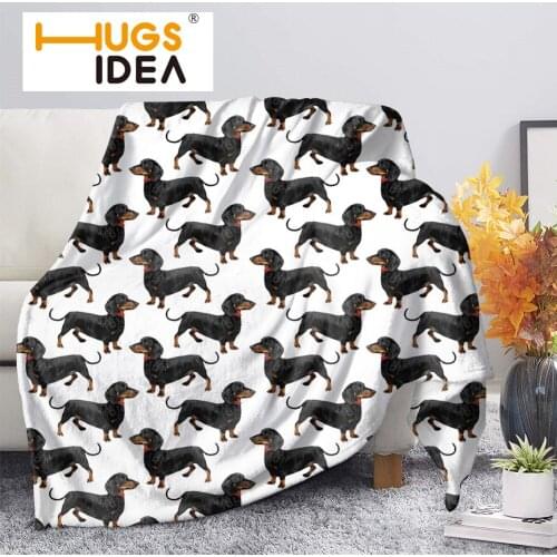 Soft Blanket 3D Puppy Dachshund Pug Print Throw Fleece Blanket Bedspread Lovely Animal Couch Sofa Quilt Cover Travel Bedding