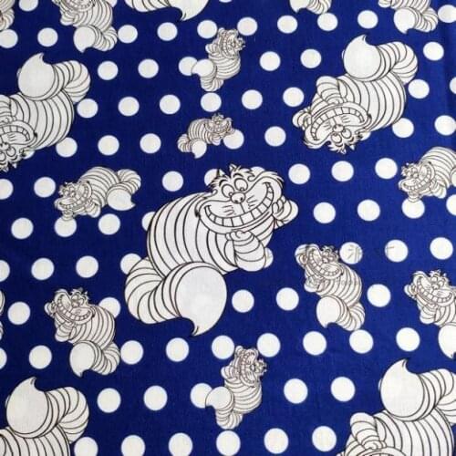 Disney Cheshire Cat Polka Dots Print 100% Cotton Fabric for Girl Clothes Hometextile Cushion Cover Needlework DIY