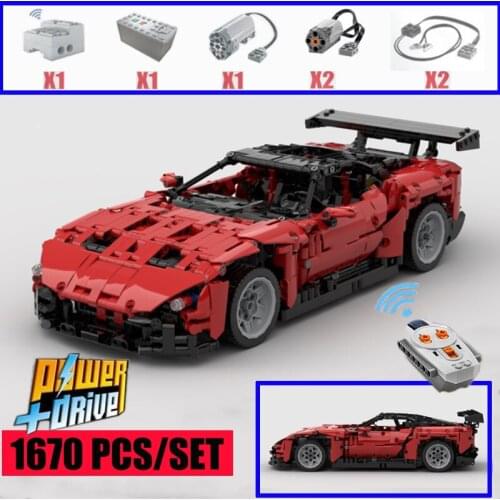 2019 New MOC RC Power Function fit Lepings MOC-18800 Aston Martin HighTechMotor kits Building Blocks Bricks toys birthday Gift