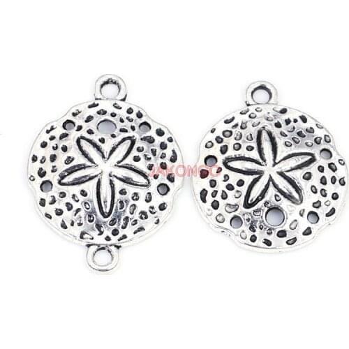 Antique Silver Plated Starfish Shell Charms Connector Pendant for Necklace Bracelets Jewelry Making DIY Handmade Craft 25x21mm