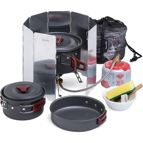 Outdoor Camping Cookware Cooking Utensils Portable Combination Pot Tableware for 2-3 People