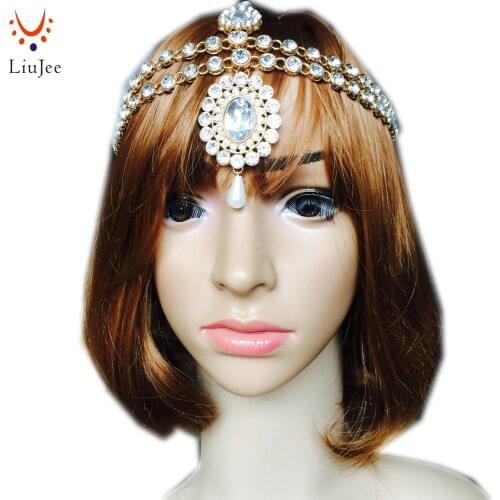 Clear Kundan Matha Patti Tikka Head Chain Hair Bollywood Indian Jewelry Grecian Hijab Bridal Wedding Parties Prom KD026