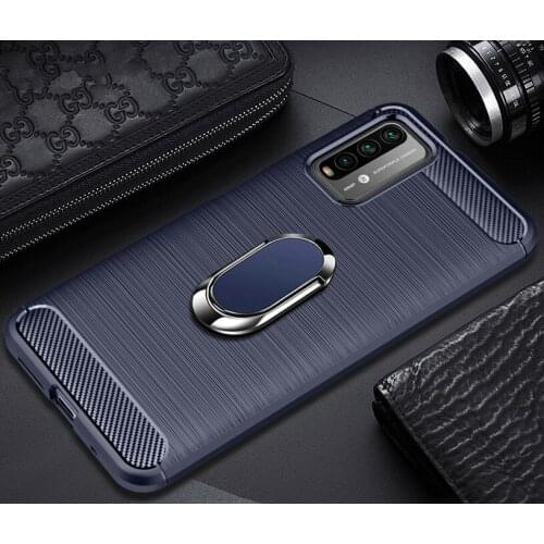 Luxury case For POCO M3 case POCO X3 NFC C3 Silicone Carbon Fiber Finger ring Holder cover for POCO F2 Pro Fundas POCO X2 M 3