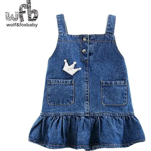 Retail 2-8 years cowboy girl dress children summer Embroidery crown