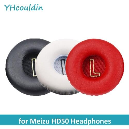 YHcouldin Replacement Ear Pads Fit for Meizu HD50 Headphones Soft Sponge Leatherette Ear Cushions with Snap Clip Black White Red