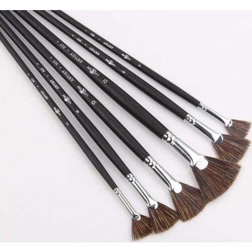 6pcs/Set Special Offer Wild Boar Bristle Brush Pen Set Fan Shape Art Supplies Painting Pen Oil Paint Brush Student Stationery