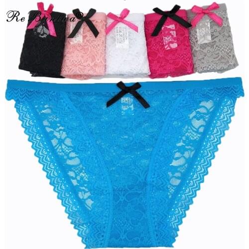 5 Pcs/Set Lace Panties Women Fashion Briefs Sexy Lingerie Ropa Mujer Cotton Sexy Lenceria Underwear Women Transparent Brief