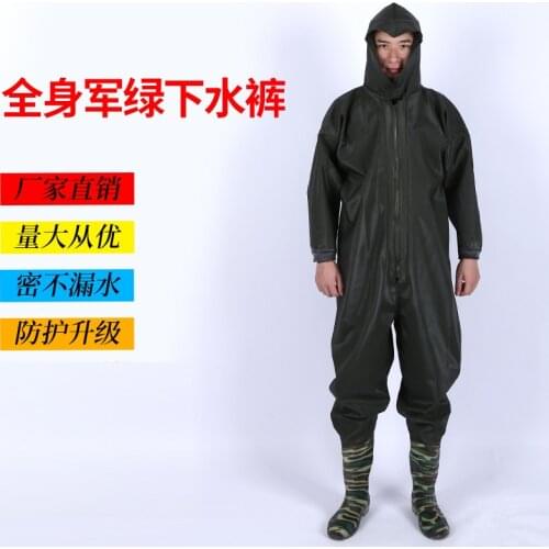 Thicken Full Body Suit One-Piece Zip Hat Wader Waterproof Fishing Open Work Fishing Waders Lotus Root Pants