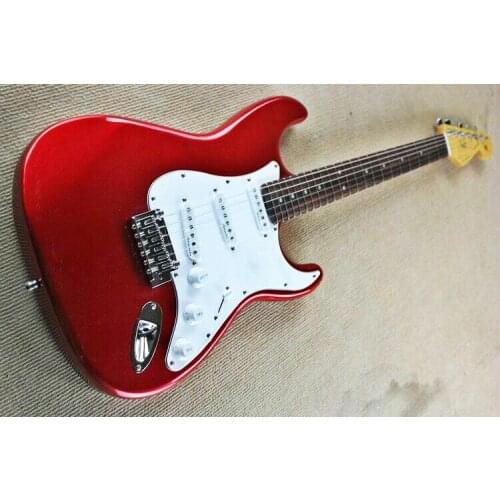 High quality FDST-1038 metal red color solid body with white pickguard rosewood fretboard electric guitar, Free shipping