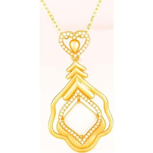 Top Quality 925 Silver Chain Clavicle Necklace For Women Jewelry Fashion Jade Green Heart Pendant For Lady Anniversary Present