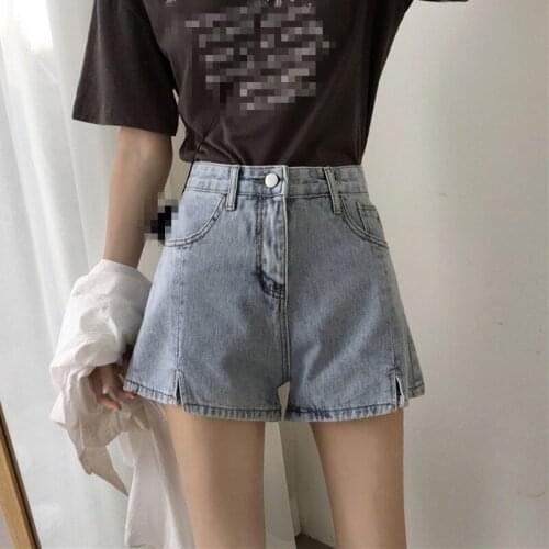 B4103 2020 New women summer fashion loose wide leg big size high waist split denim shorts cheap wholesale