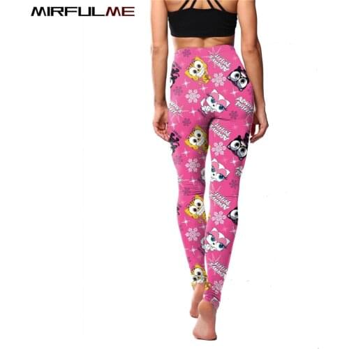 Women Yoga Pants Cartoon 3D Print Female Sports Leggings Elastic Workout Leggins Slim Capris Running Trousers Gym Fitness Tights