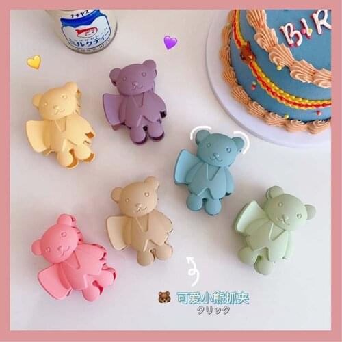 New Women Girls Cute Candy Colors Cartoon Bear Hair Claws for Women Girls Hairpin Crab Hair Washface Accessories Headwear