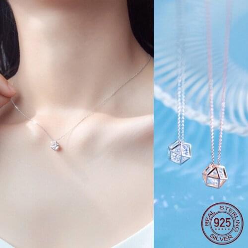 La Monada Silver Chain Necklace For Women Polygon Pendant Fashion Minimalist Silver 925 Jewelry On The Neck Womens Necklaces