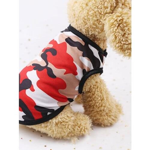 Pet Cat Dog Sweat-absorbent Vest Mesh Breathable Vest Summer Thin Section Camouflage Printed for Outdoor Pet Outfit, XS-XXL