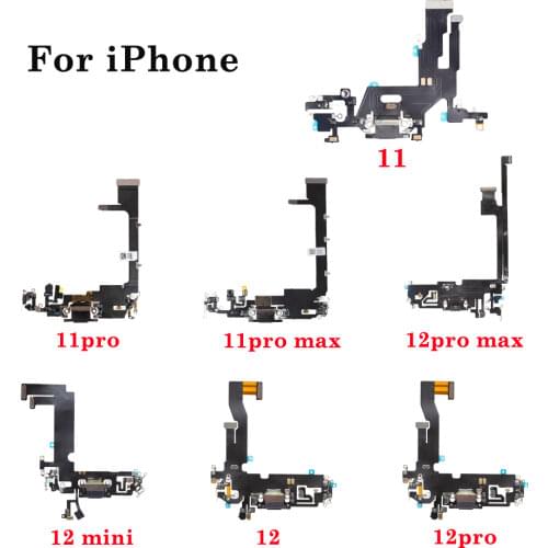 1pcs USB Charging Charger Port Flex Cable For iPhone 11 11pro Max Dock Charger Connector With Microphone Flex Replacement