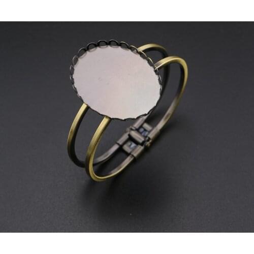 1Pcs Vintage Style Brass Bronze 30x40MM Oval Bezel Bracelet Bangle Settings DIY Supplies 60MM Diameter 1900237