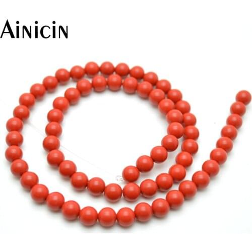 10pcs Red Color Natural Cinnabar Power Press Round Beads 6~8mm Strand Loose Jewelry Making Materials