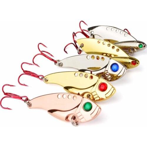 11G 5-Color VIB Sequined Fake Bait Salmon Lure Bait Fishing Gear Red Hook Bait