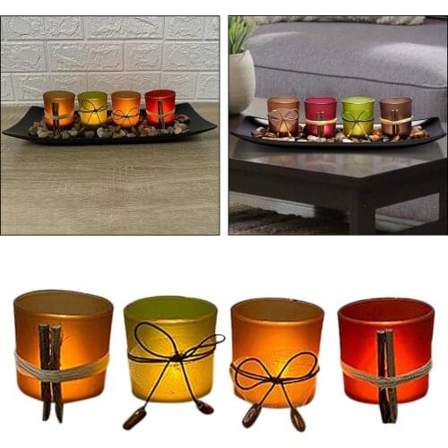 4pcs/Set Votive Glass Candle Holder Set Centerpiece Wedding Home Ornament Tealight Candle Holder Dining Room Centerpiece