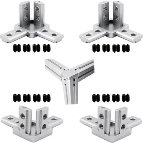 4PCS Aluminum Profile Connector,30Series 3-Way End Corner Bracket with M6 Screw for 8mm T Slot Aluminium Alloy Extrusion Profile