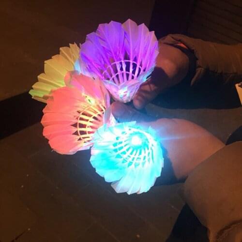 4 Pcs Badminton Dark Night LED Glowing Light Up Shuttlecock Lighting Balls for Indoor Outdoor Sports ZJ55