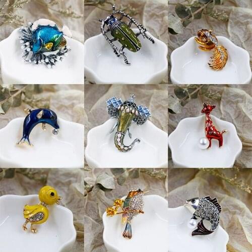 New cute animal series owl flower and bird personality high-end oil drop brooch Decoration Brooch Pin Gift Jewelry