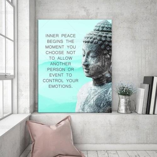 Buddhism Buddha Statue Art Print Inspirational Motivational Zen Quote Wall Decor for Bathroom Home Spa Yoga or Meditation Room