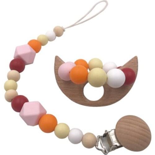 High Quality Silicone Baby Pacifier Chains Teething Chain Baby Teether Chain Eco-friendly Pacifier Clips Holder