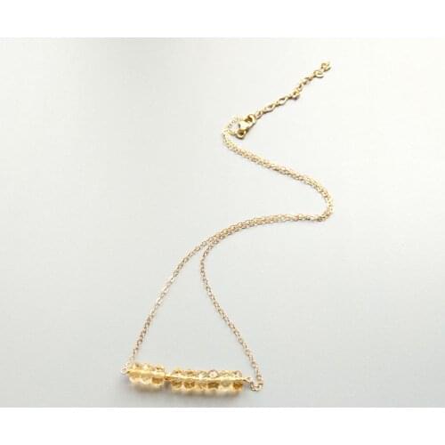 Lii Ji Genuine Natural Citrine Sparkling Beads US 9K GF Chain Link Delicated Handmade Necklace 40cm/45cm
