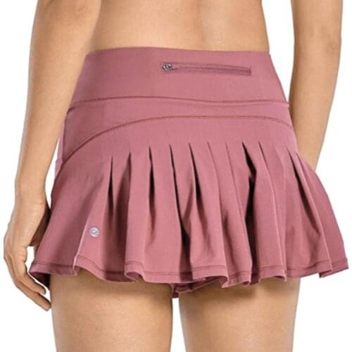 Elastic with Pocket Fitness Sports Shorts Ladies High Waist Double Layered Pocket Three-Point Sports Pants Skirt Casual Stretch