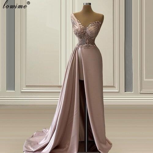 Haute Couture Arabic Prom Dresses Long Crystals Cocktail Dresses Evening Wear Elegant Wedding Party Dresses Vestidos Formales